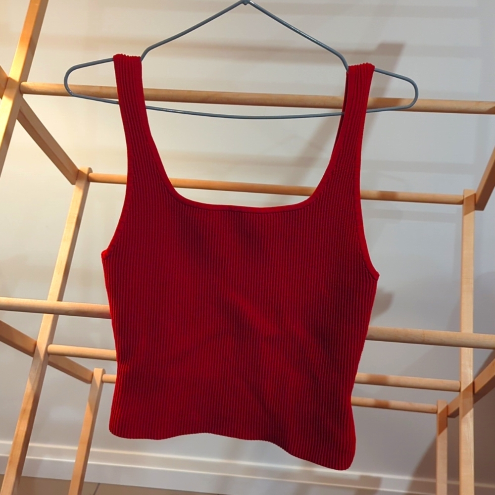 Aritzia Sculpt Knit Ribbed Square Neck Tank Top
